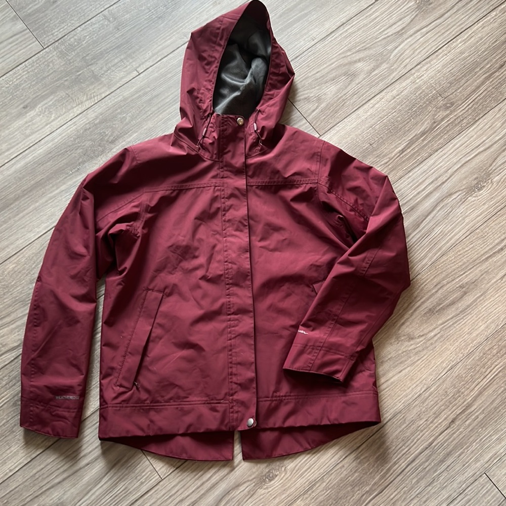 Maroon Eddie Bauer rain coat